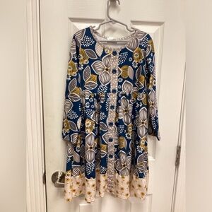 Little Miss Marmalade girls 7 long sleeve floral print  button down dress for …